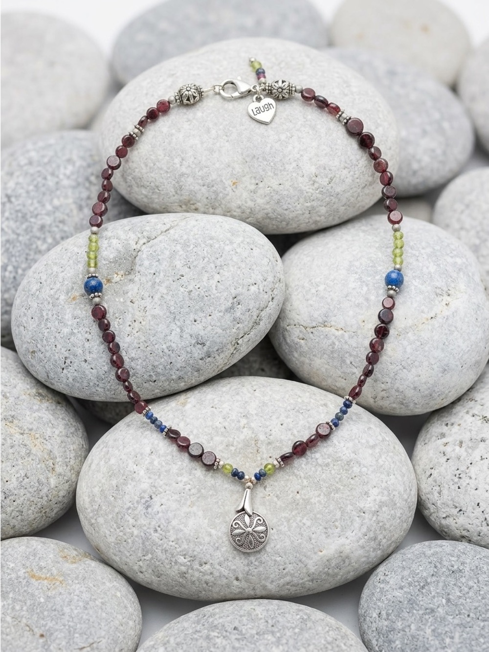 Garnet and Gemstone Pendant Necklace